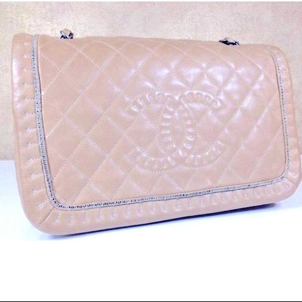 Chanel classic Istanbul flap tan taupe handbag bag purse.-painted